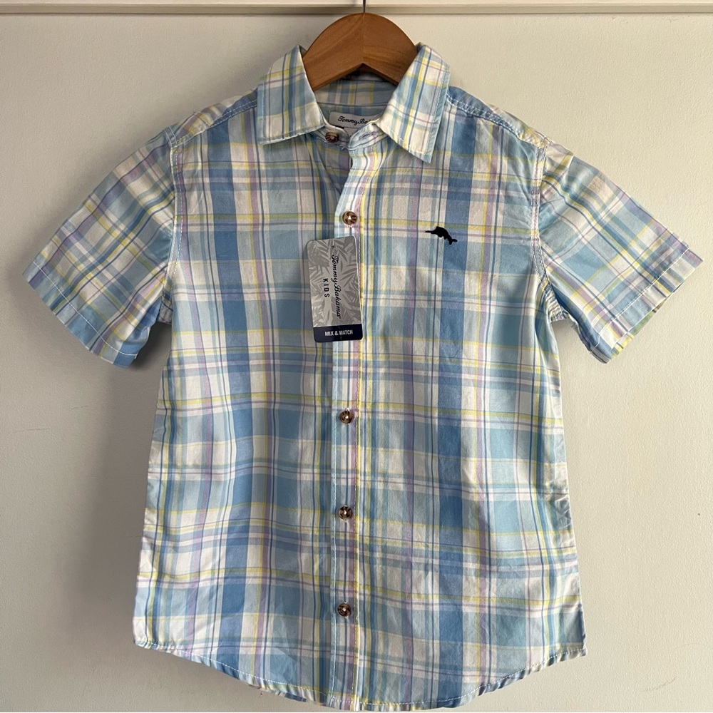 Boy’s Light Blue Plaid Short-Sleeve Shirt